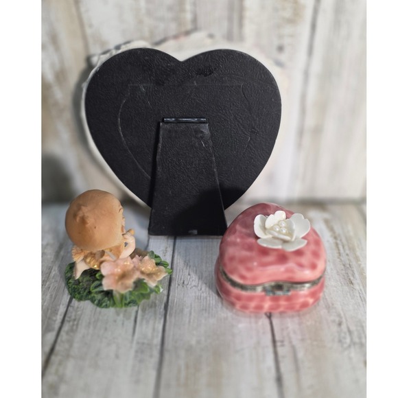 Heart Shaped Photo Frame Small Trinket Rose Jewely Box Garland Decorative - Picture 3 of 5
